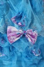 Sky Blue Sweetheart Quinceanera Dress With Printed Bowknot