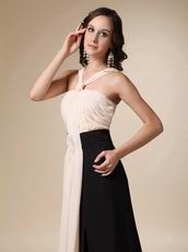 Front Split Skirt With Drapping V-neck Prom Dress