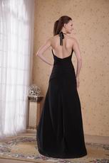 New Arrival Halter Deep V-neck Side Split Black Prom Dress Back Cut Out