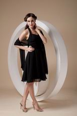 Halter Top Black Designer Homecoming Dress With Shwal