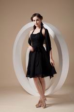 Halter Top Black Designer Homecoming Dress With Shwal