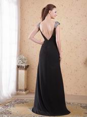 Black V-neck Women In Sexy Prom Party Dress With Side Split