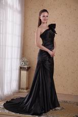 Modest One Shoulder New Style Black Evening Dress Los Angels