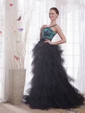 Unique One Shoulder Black Skirt Female Evening Dress