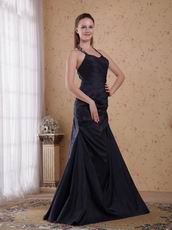 Halter Floor-length Black Skirt Navy Prom Dress Custom Fit