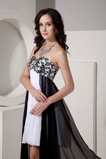 Black And White Short Front Long Back Skirt Prom Dress