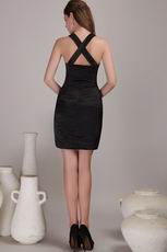 Straps Sweetheart Cross Back Black Sheath Short Prom Dresses