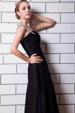 Hot Sell One Shoulder Black Chiffon Skirt Prom Party Dress