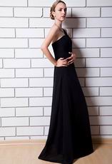 One Shoulder Sweetheart A-line Black Chiffon Celebrity Dress Cheap