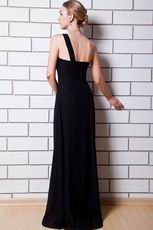 One Shoulder Sweetheart A-line Black Chiffon Celebrity Dress Cheap