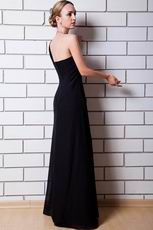 One Shoulder Sweetheart A-line Black Chiffon Celebrity Dress Cheap