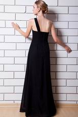 One Shoulder Floor Length Black Skirt Evening Dress Cheap