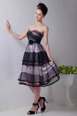 Sweetheart Tea Length Black Cascade Skirt Celebrity Prom Dress