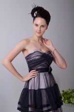 Sweetheart Tea Length Black Cascade Skirt Celebrity Prom Dress