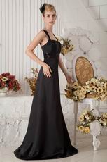 Straps Square Floor Length Black Pageant Evening Dress