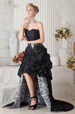 Sweetheart High-Low Skirt Chapel Train Black Taffeta Prom Dress