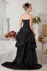 Sweetheart High-Low Skirt Chapel Train Black Taffeta Prom Dress