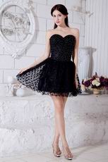 Sweetheart Beaded Bodice Mini Black Dress For Sweet 16