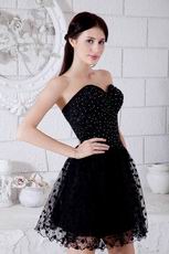 Sweetheart Beaded Bodice Mini Black Dress For Sweet 16