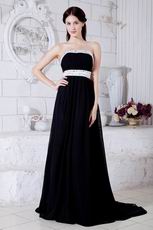 2019 Fashion Strapless A-line Black Chiffon Dress To Evening