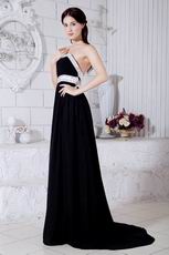 2019 Fashion Strapless A-line Black Chiffon Dress To Evening