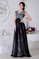 Unique V-Neck Sequin Black Chiffon Evening Dress