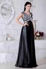 Unique V-Neck Sequin Black Chiffon Evening Dress