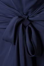 V Neck Criss Cross Navy Blue Chiffon Evening Dress