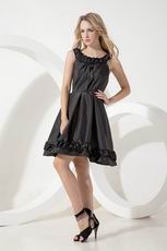 Modest Scoop Black Taffeta Homecoming Short Dress 2014