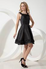 Modest Scoop A-line Knee Length Black Taffeta Short Prom Dress