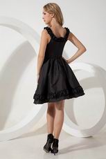 Modest Scoop A-line Knee Length Black Taffeta Short Prom Dress