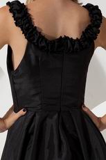 Modest Scoop A-line Knee Length Black Taffeta Short Prom Dress