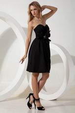 Sexy Sweetheart Feather Decorate Black Chiffon Prom Party Short Dress