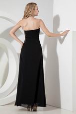Black Evening Dress With Floor Length Side Splite Skirt