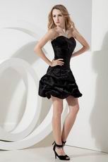 Flaring Sequin Bodice Lace Up Black Short Evening Dress Gown