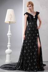 Sexy Lace Black Mother Of The Bride Dress With High Split