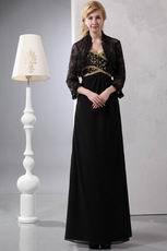 Golden Embroidery Black Wedding Mother Dress With Jacket