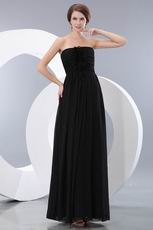Elegant Handmade Rosette Front Black Evening Dress