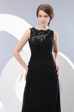 High Neckline Black Mother Of The Bride Dress With Lace