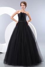 Modest Floor Length Skirt Black Quinceanera Dress