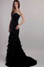 Trumpet Layers Chiffon Skirt With Split Black Dress For 2014