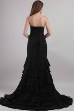 Trumpet Layers Chiffon Skirt With Split Black Dress For 2014