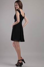 2014 Black Empire V-neck Mini-length Chiffon Short Prom Dress