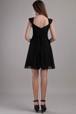 2014 Black Empire V-neck Mini-length Chiffon Short Prom Dress