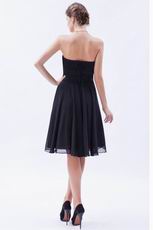 Strapless Knee Length Black Beach Bridesmaid Dress