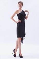 One Shoulder Drapped Short Black Prom Dress Top Designer