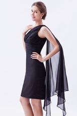 One Shoulder Drapped Short Black Prom Dress Top Designer