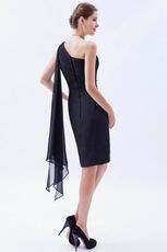 One Shoulder Drapped Short Black Prom Dress Top Designer