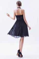 Pretty Black Halter V-neck Ruched Belt Short Prom Dress Styles