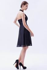 Pretty Black Halter V-neck Ruched Belt Short Prom Dress Styles